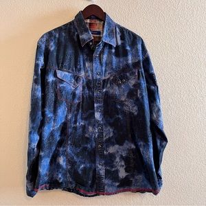 Georg Roth Los Angeles Blue Pearl Snap Button Down Shirt Size XXL